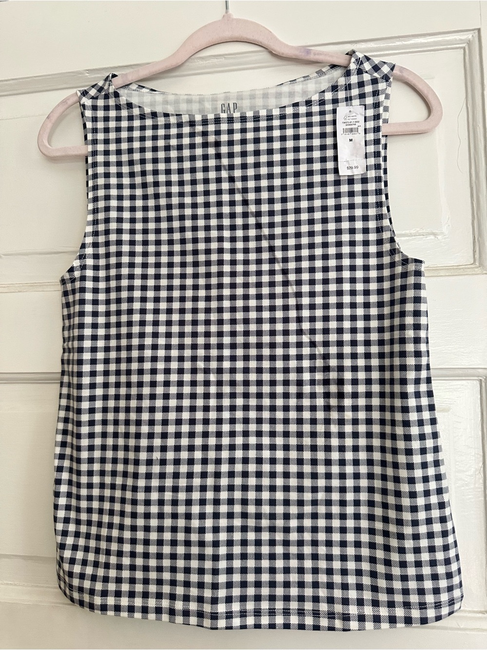 GAP Navy and White Gingham Sleeveless Blouse